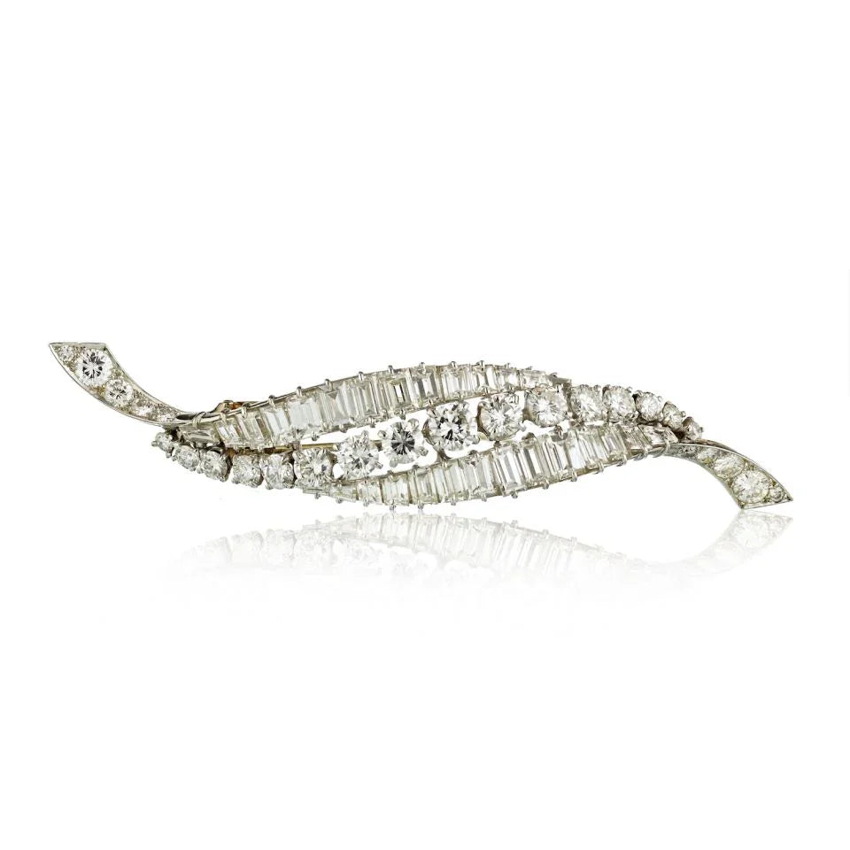 Van Cleef & Arpels Platinum 12.50 CTTW Diamond Brooch — view 2 — Laura Milman New York