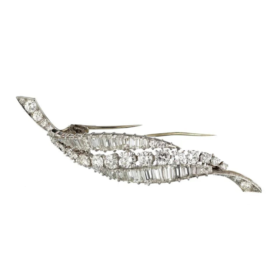 Van Cleef & Arpels Platinum 12.50 CTTW Diamond Brooch — view 3 — Laura Milman New York