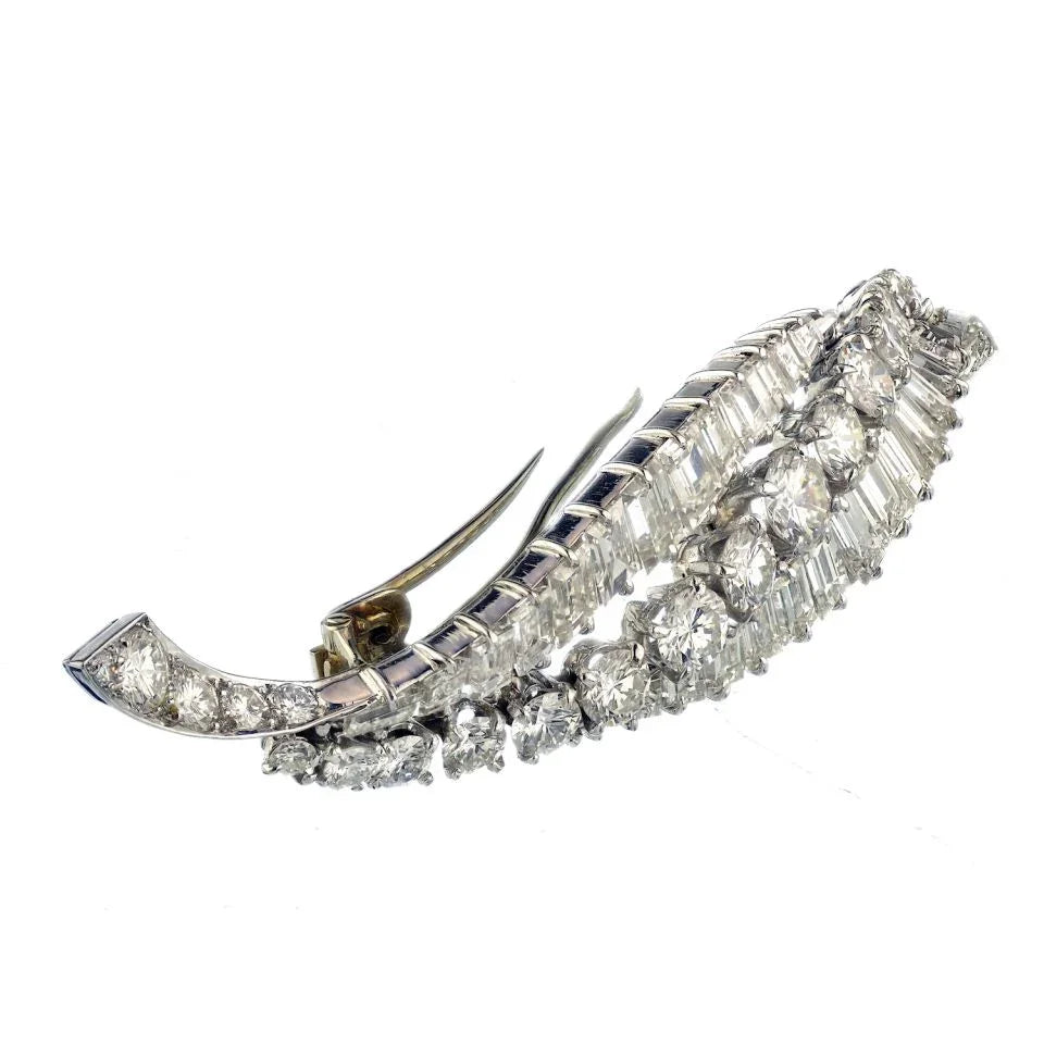 Van Cleef & Arpels Platinum 12.50 CTTW Diamond Brooch — view 5 — Laura Milman New York