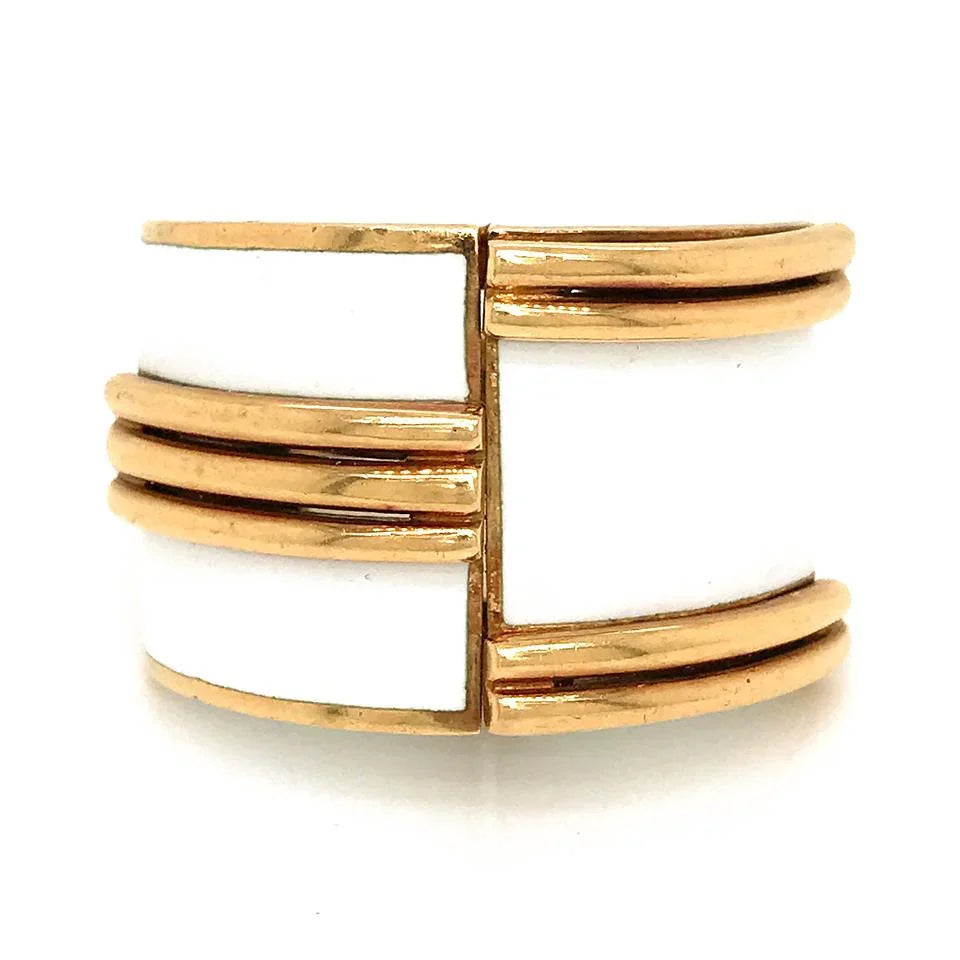 David Webb 18K Yellow Gold White Enamel Bombe Ring — Laura Milman New York