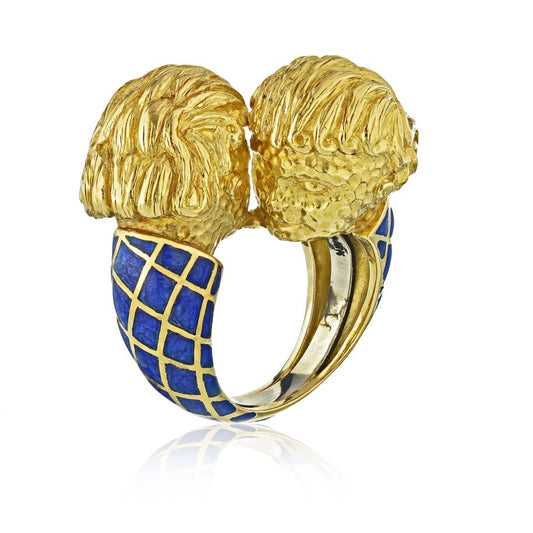 David Webb Estate Ring 18K Yellow Gold and Platinum