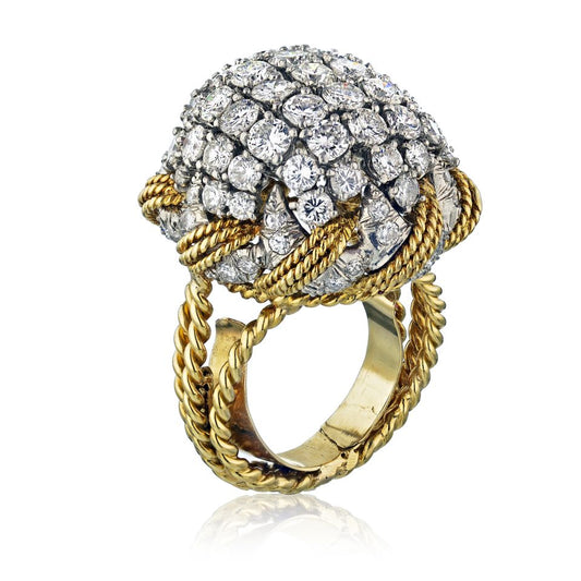 David Webb Estate Ring 18K Yellow Gold and Platinum