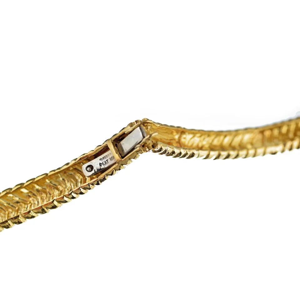 David Webb Hinge Collar Platinum & 18K Yellow Gold 2.50 Carat Diamond Necklace — view 4 — Laura Milman New York