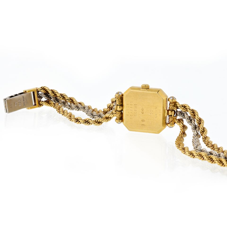 Van Cleef Arpels 18K Two Tone Square Case, Diamond Dial Vintage Ladies Watch