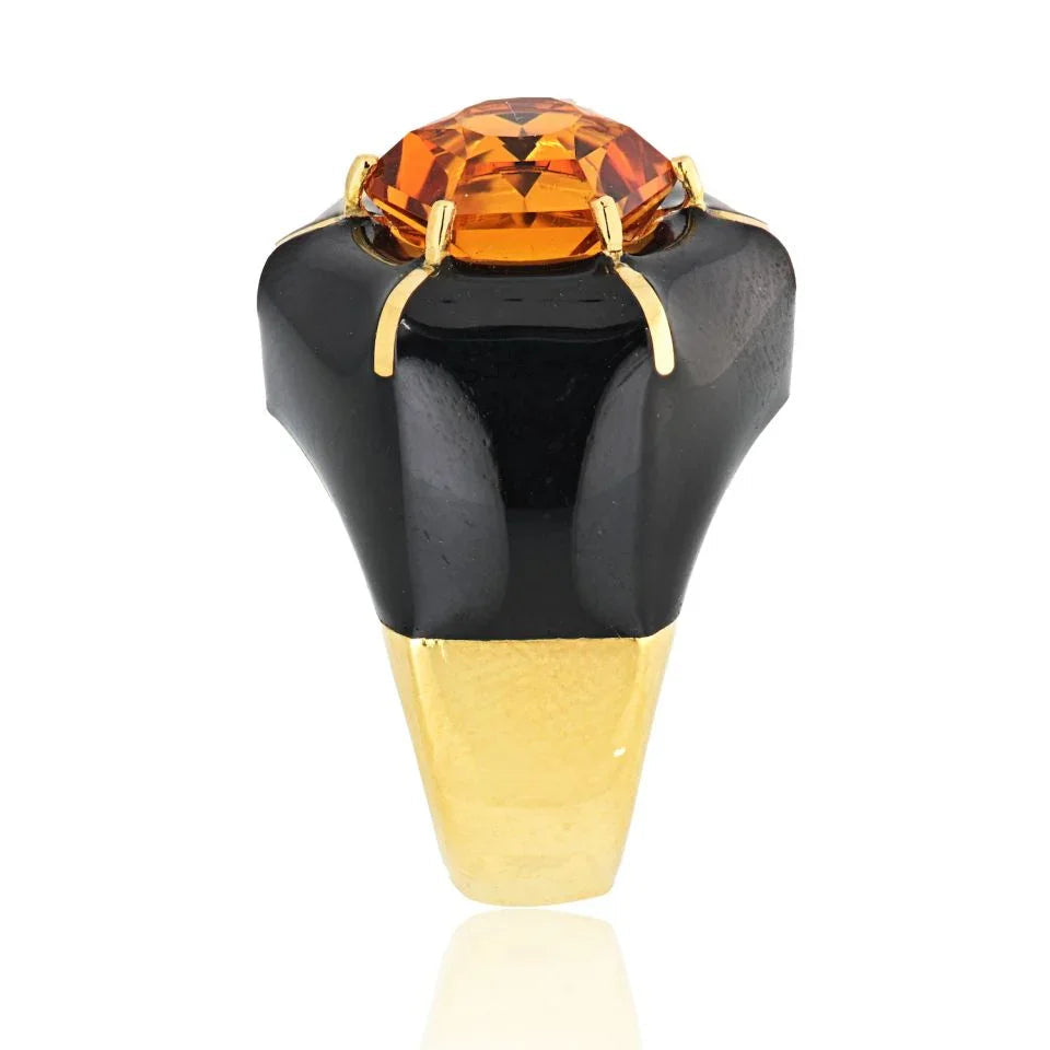 David Webb Citrine 18K Yellow Gold Hexagon Ring — view 3 — Laura Milman New York