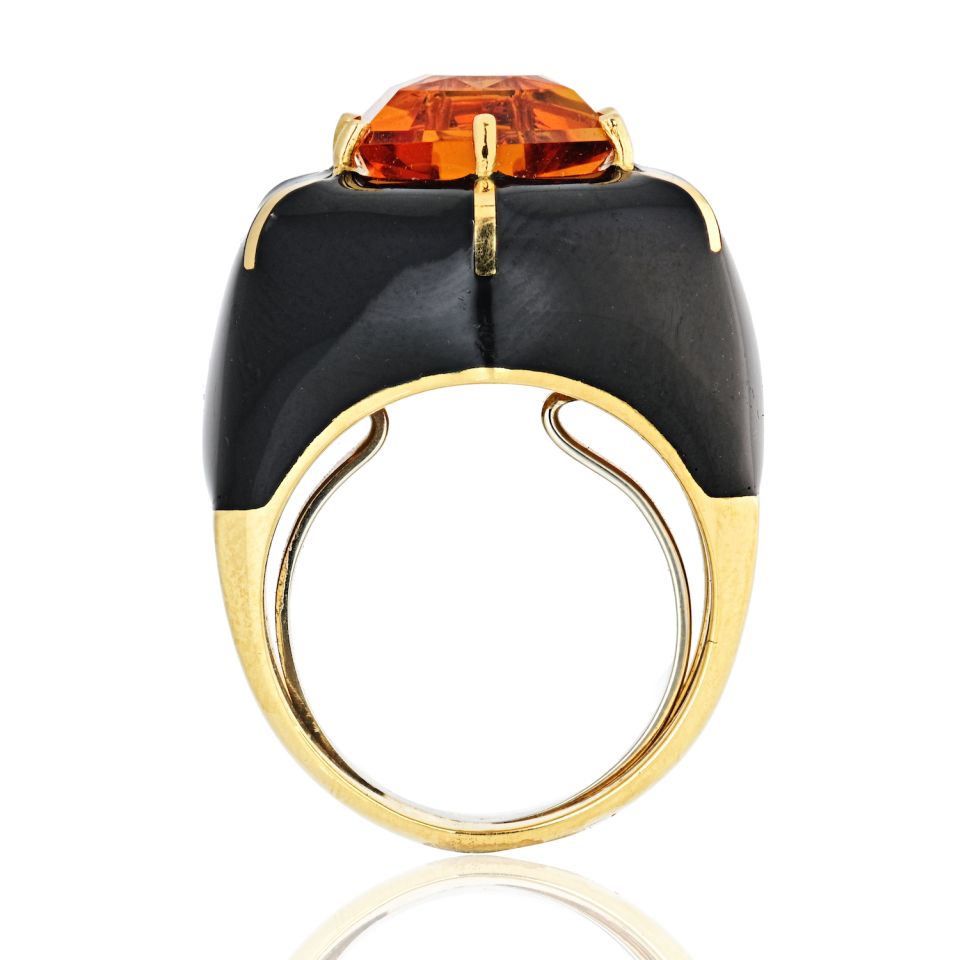 David Webb 18K Gold Enamel Ring Signed Designer Estate