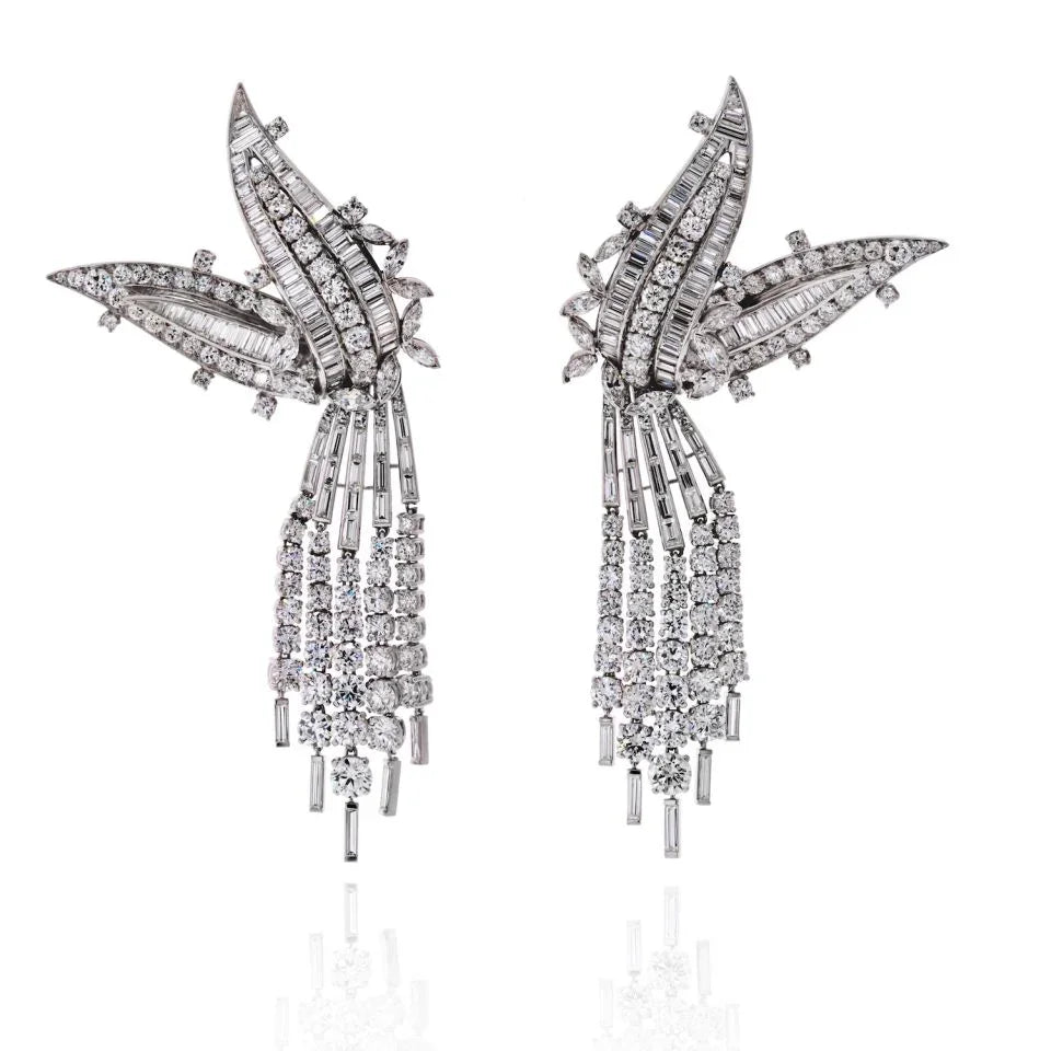 David Webb Platinum & 18K White Gold Day And Night 50 Carat Diamond Earrings — Laura Milman New York