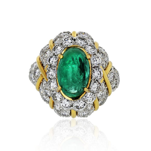 David Webb Estate Ring 18K Yellow Gold and Platinum 6.54 cts Diamond