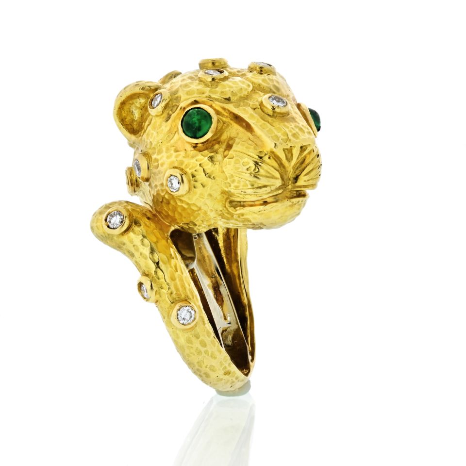 David Webb Estate Ring 18K Yellow Gold 2 cts Diamond