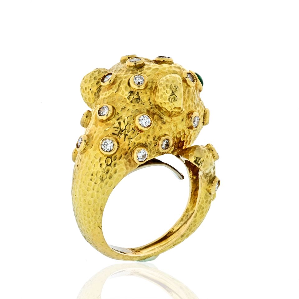 David Webb Estate Ring 18K Yellow Gold 2 cts Diamond