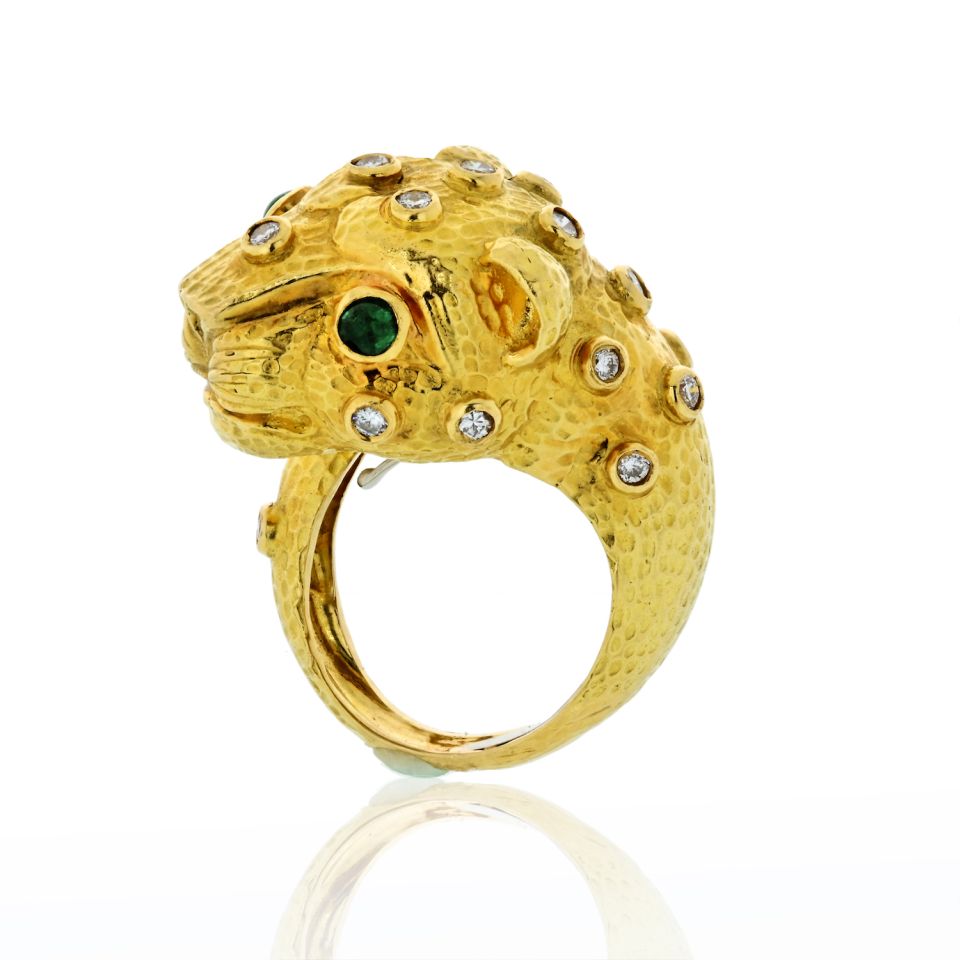 David Webb Estate Ring 18K Yellow Gold 2 cts Diamond