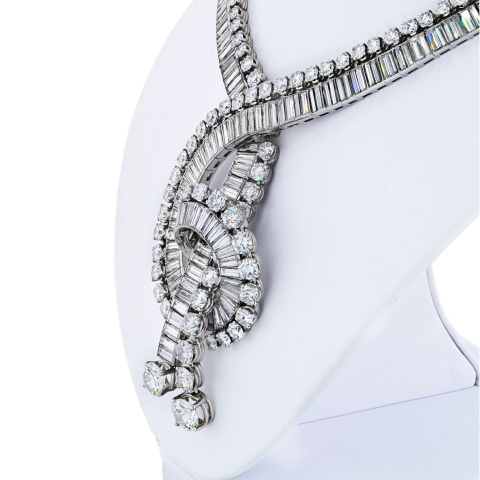 Boucheron Music Platinum 1960s 111 Carat Magnificent Musical Note Diamond Necklace — view 4 — Laura Milman New York