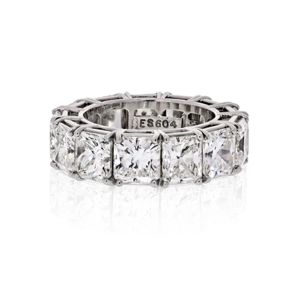 David Webb Platinum Radiant Cut Diamond 12.92 Carat Eternity Band — view 3 — Laura Milman New York