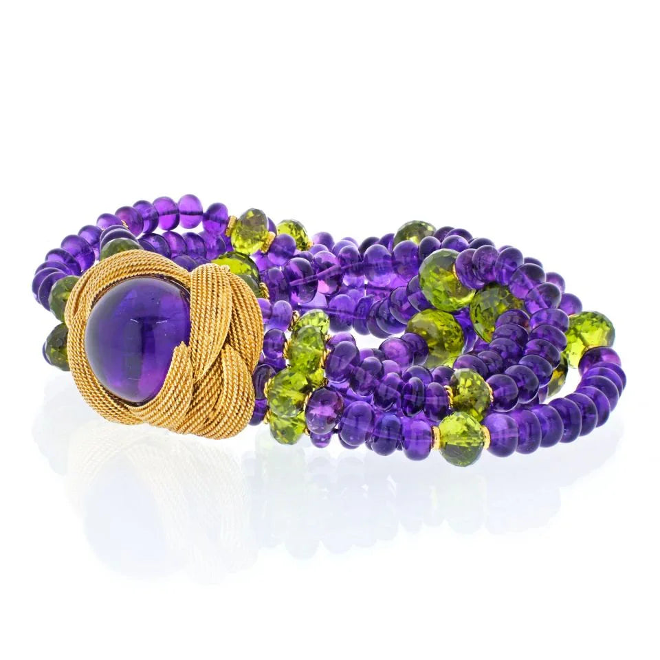 David Webb 18K Yellow Gold Amethyst Multistrand Bracelet — view 2 — Laura Milman New York