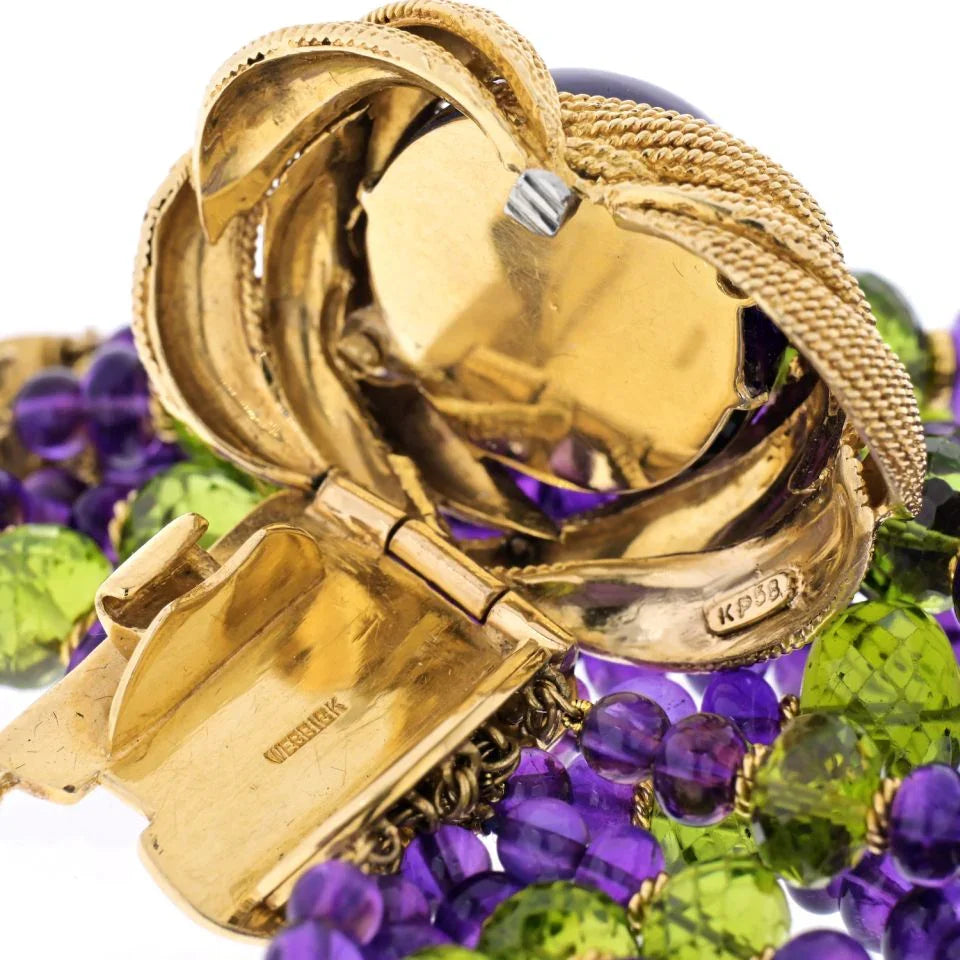 David Webb 18K Yellow Gold Amethyst Multistrand Bracelet — view 5 — Laura Milman New York