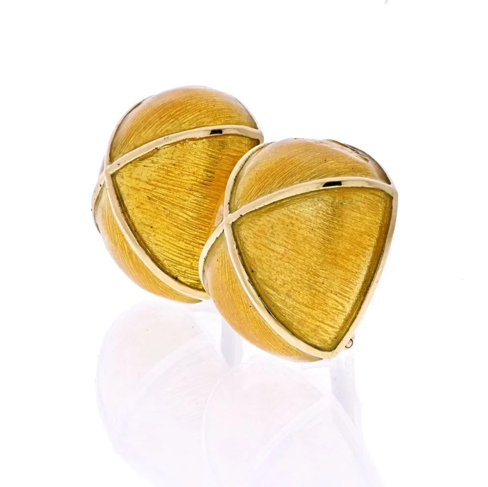 David Webb 18K Yellow Gold Large Yellow Enamel Pyramid Earrings — view 2 — Laura Milman New York
