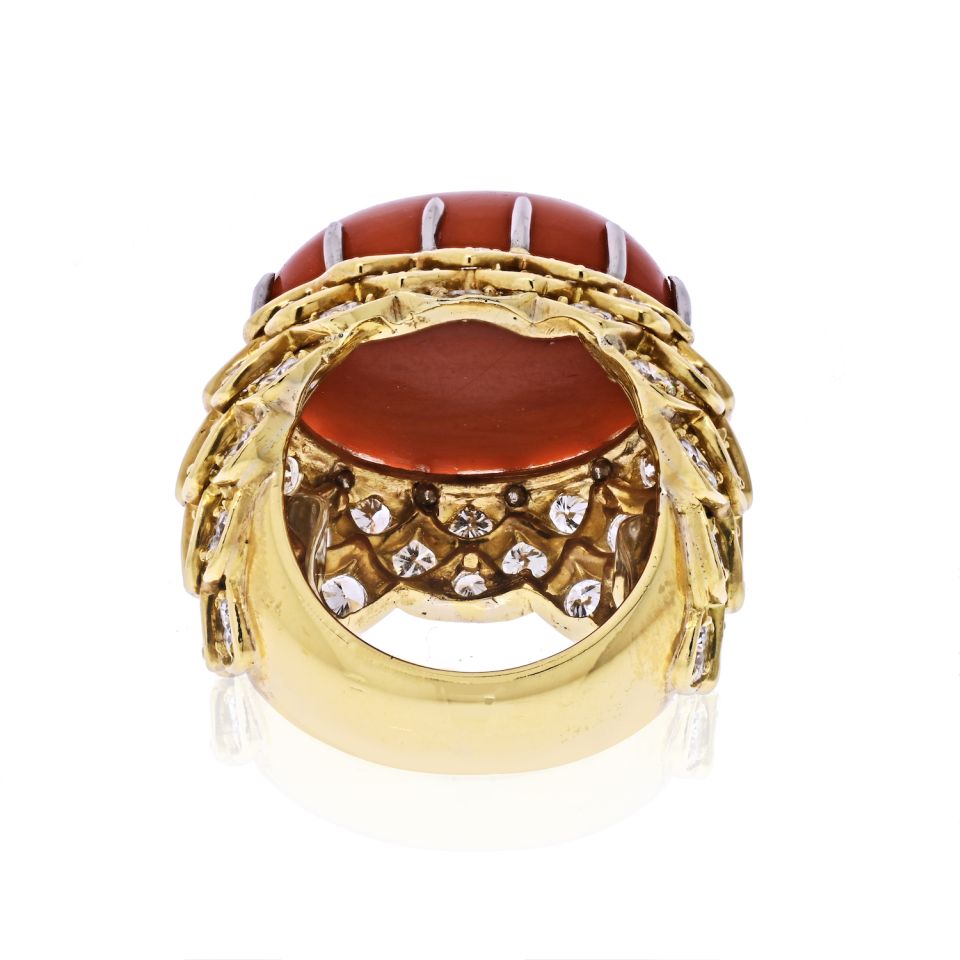 David Webb Estate Ring 18K Yellow Gold and Platinum 4 cts Diamond