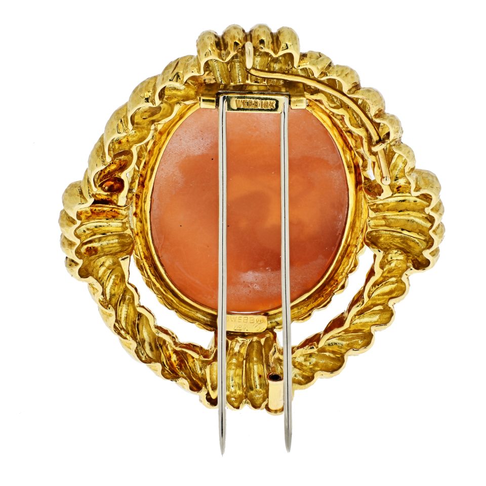 David Webb 18K Yellow Gold Cameo Sagittarius Brooch — view 4 — Laura Milman New York