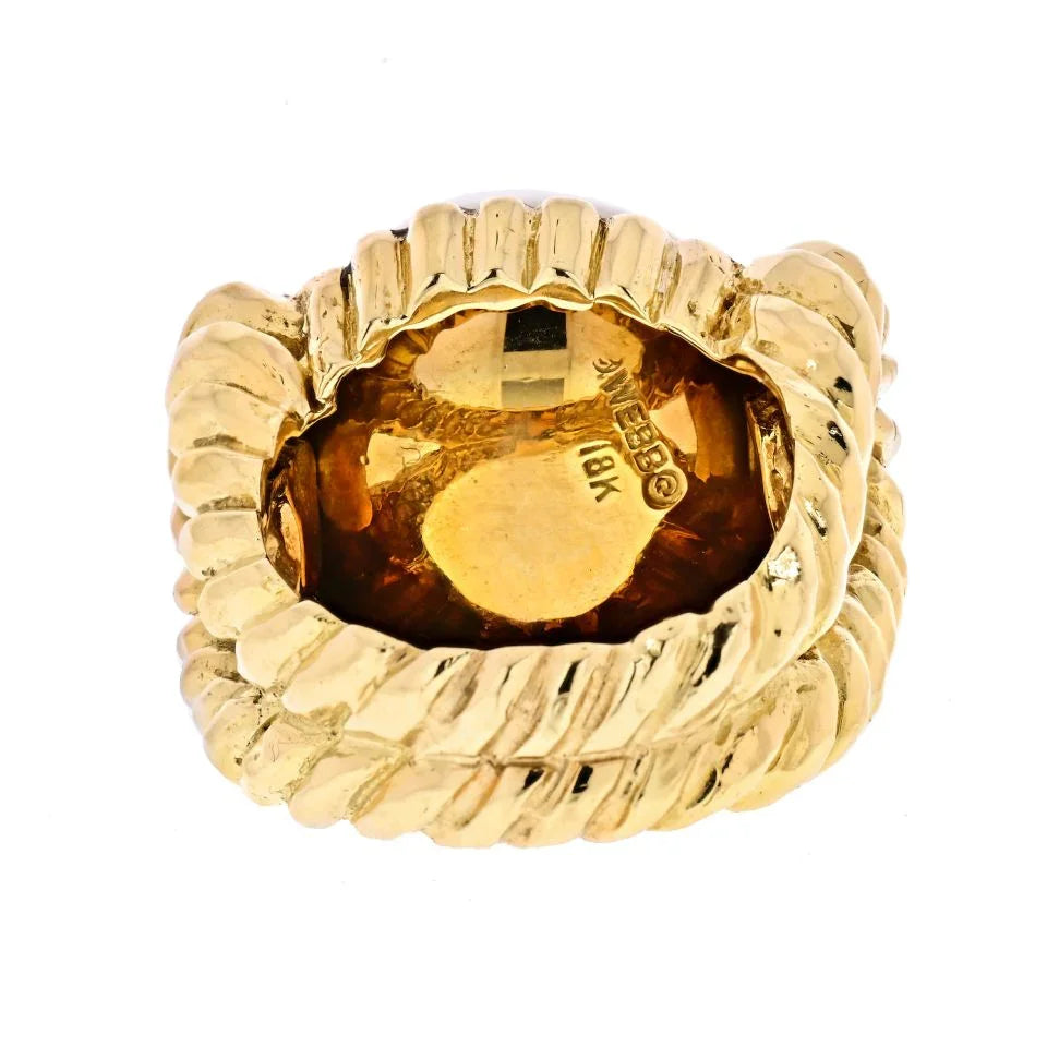 David Webb 18K Yellow Gold Mabe Pearl Ring — view 4 — Laura Milman New York
