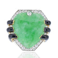 David Webb 18K Yellow Gold Jade, Diamond, Black Enamel Statement Ring view 1