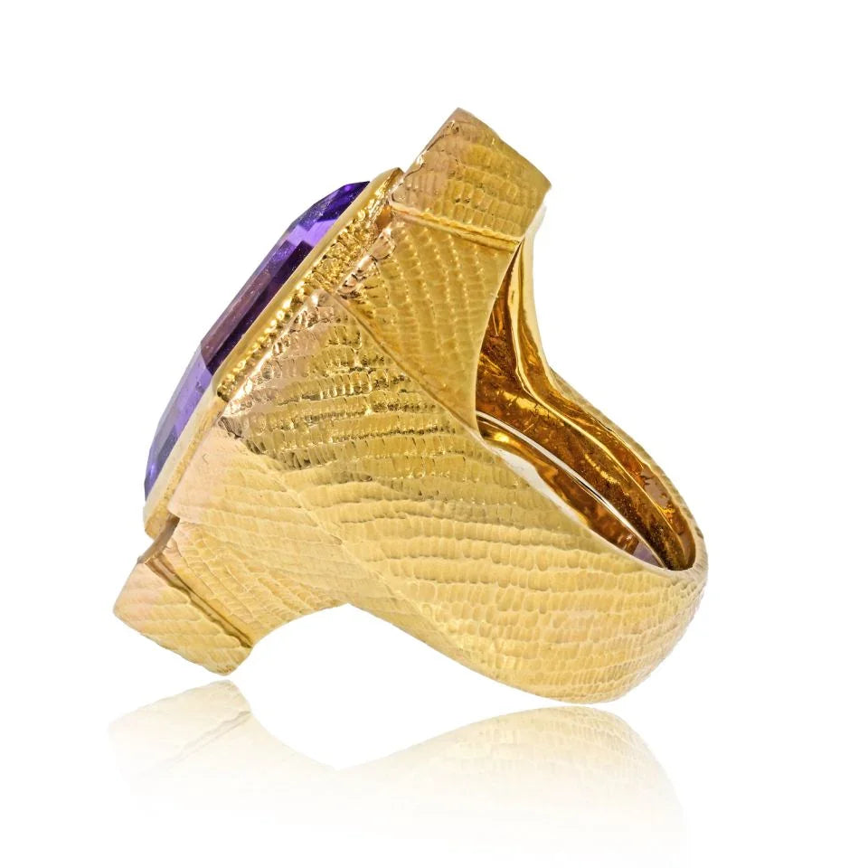 David Webb 18K Yellow Gold Purple Amethyst Rhombus Ring — view 3 — Laura Milman New York