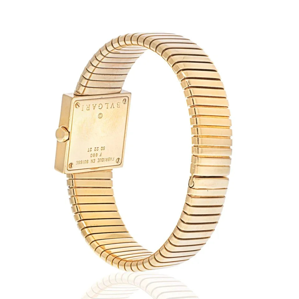 Pre-Owned Bvlgari 18K Yellow Gold SQ 22 2T Quadrato Tubogas Diamond Bezel Women Watch view 2 - Bvlgari — Laura Milman New York