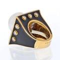 David Webb Platinum & 18K Yellow Gold Black Enamel, Pearl And Diamond Ring view 3