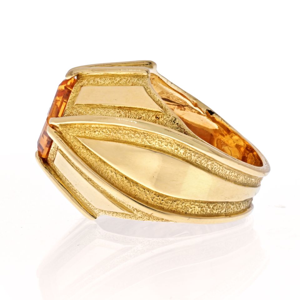 Tiffany & Co. Schlumberger 18K Yellow Gold Vintage Citrine Ring — view 3 — Laura Milman New York