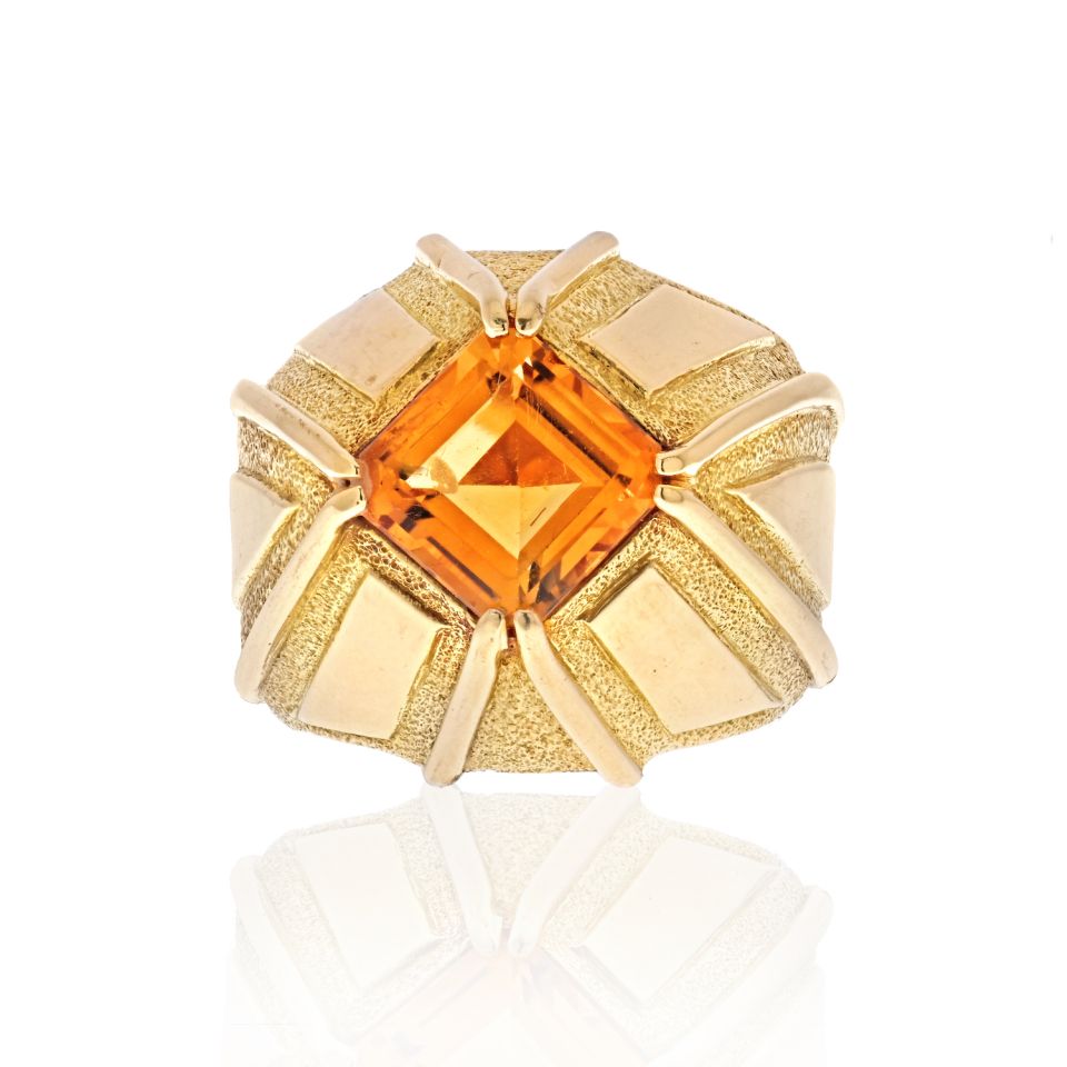 Tiffany & Co. Schlumberger 18K Yellow Gold Vintage Citrine Ring — Laura Milman New York