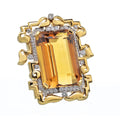 David Webb Platinum & 18K Yellow Gold Large Topaz And Diamond Pendant On A Black Enamel Chain Necklace view 5