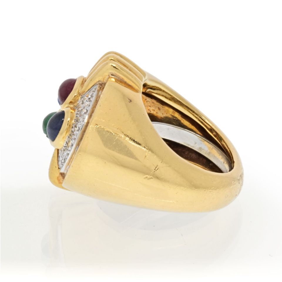 David Webb Estate Ring 18K Yellow Gold and Platinum