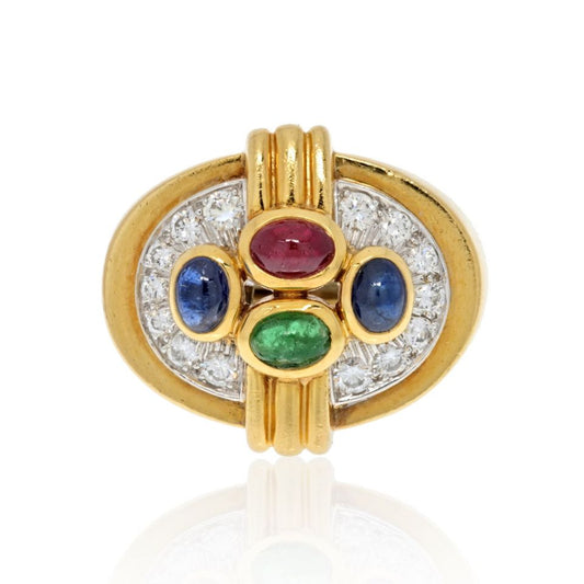 David Webb Estate Ring 18K Yellow Gold and Platinum