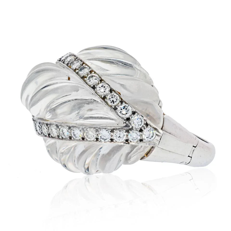 David Webb Platinum & 18K White Gold Rock Crystal Diamond Arch Ring — Laura Milman New York
