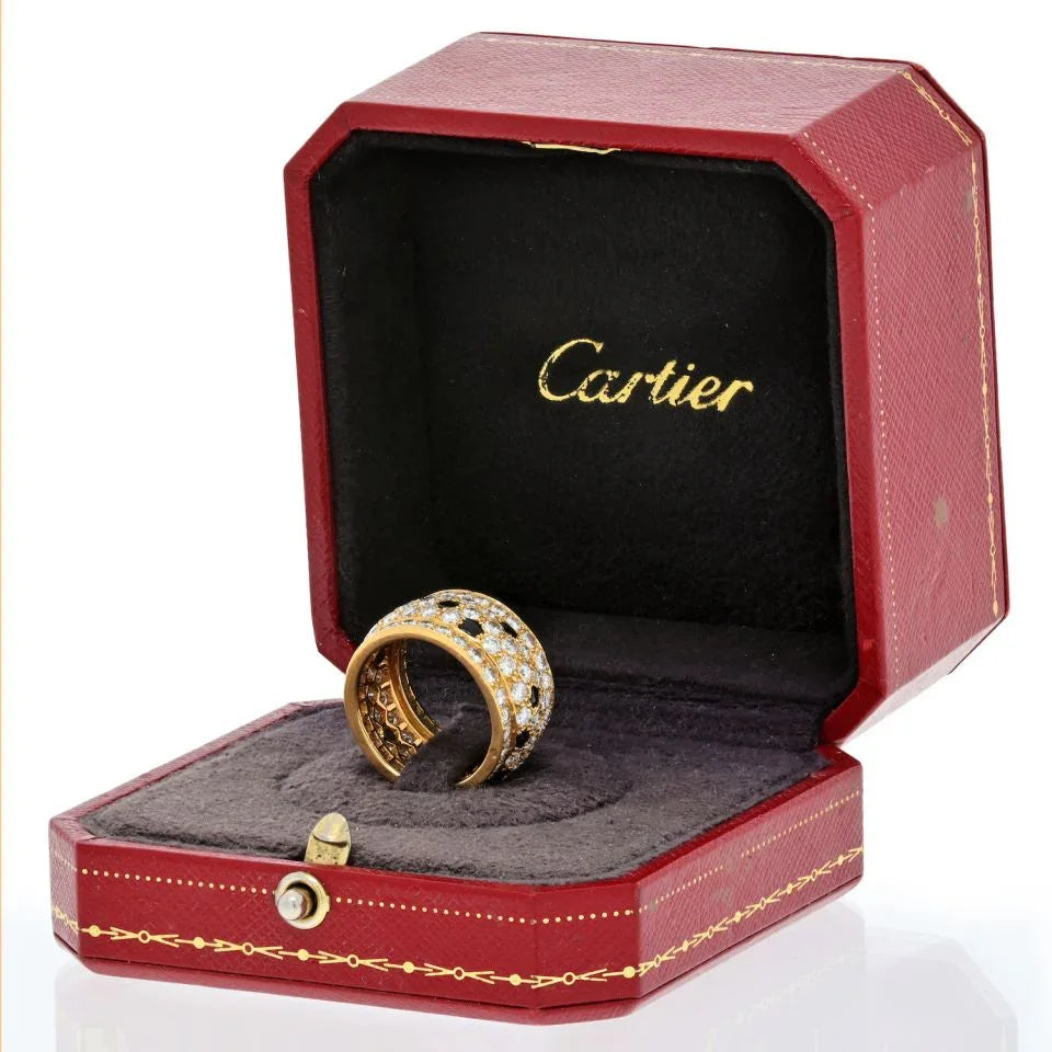 Cartier 18K Yellow Gold Nigeria Onyx And White Diamonds Ring — view 5 — Laura Milman New York