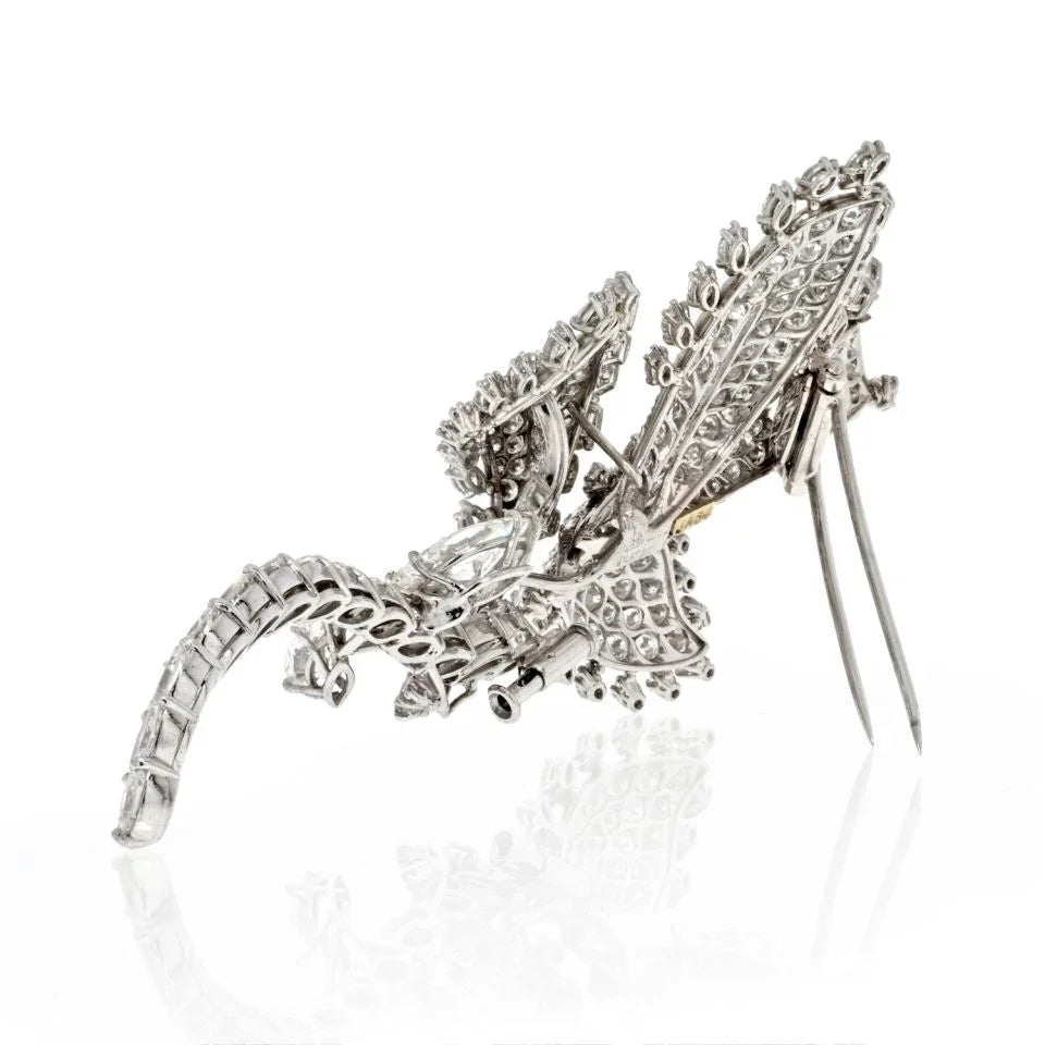David Webb Platinum 18.92 CTS Diamond Flower Brooch — view 3 — Laura Milman New York