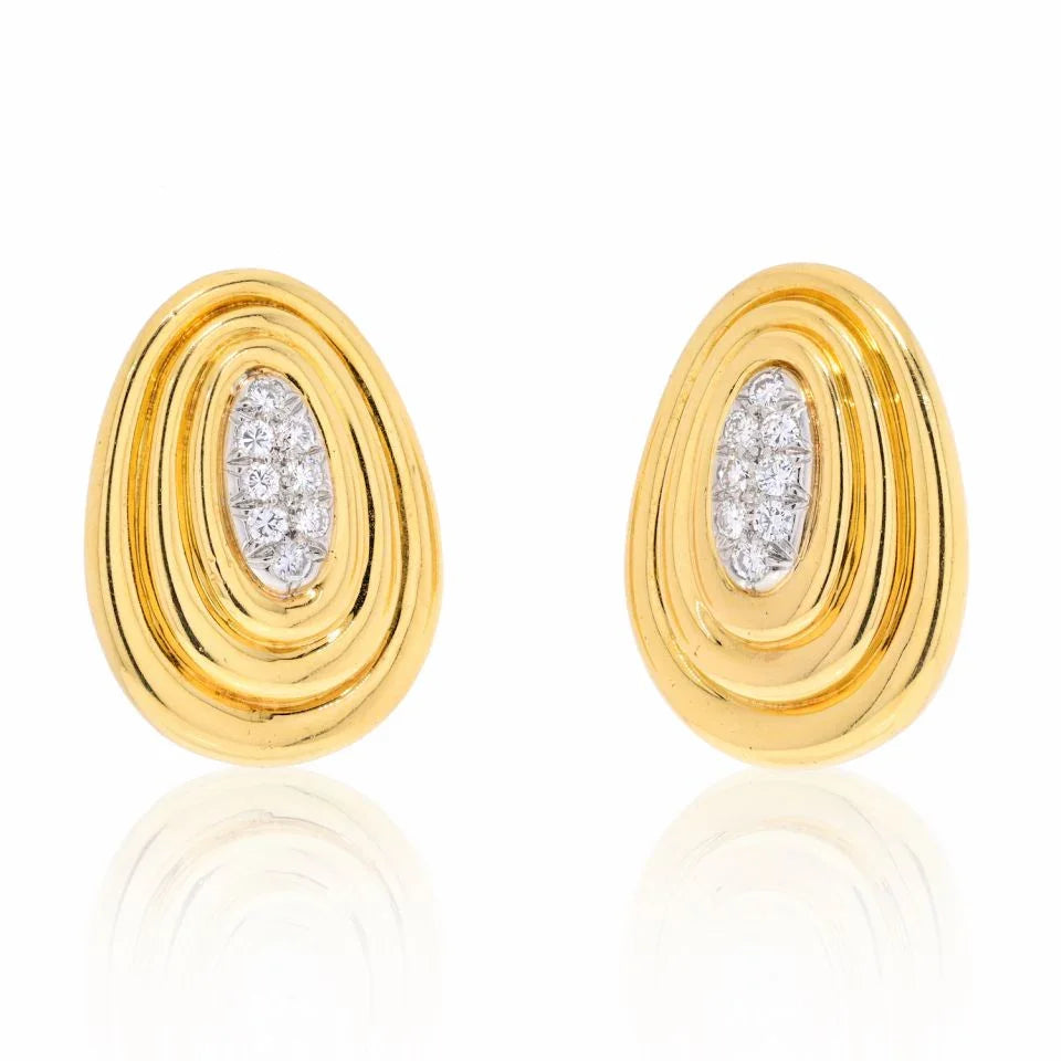 David Webb Platinum & 18K Yellow Gold Textured Gold And Diamond Earrings — Laura Milman New York