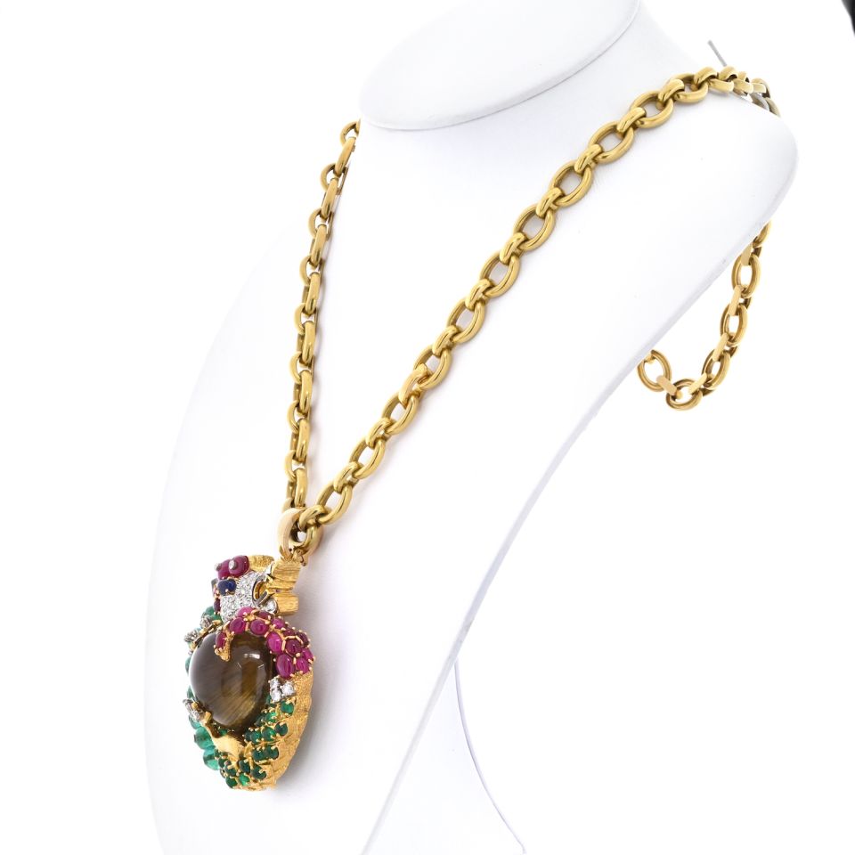 David Webb Platinum & 18K Yellow Gold Necklace — view 2 — Laura Milman New York