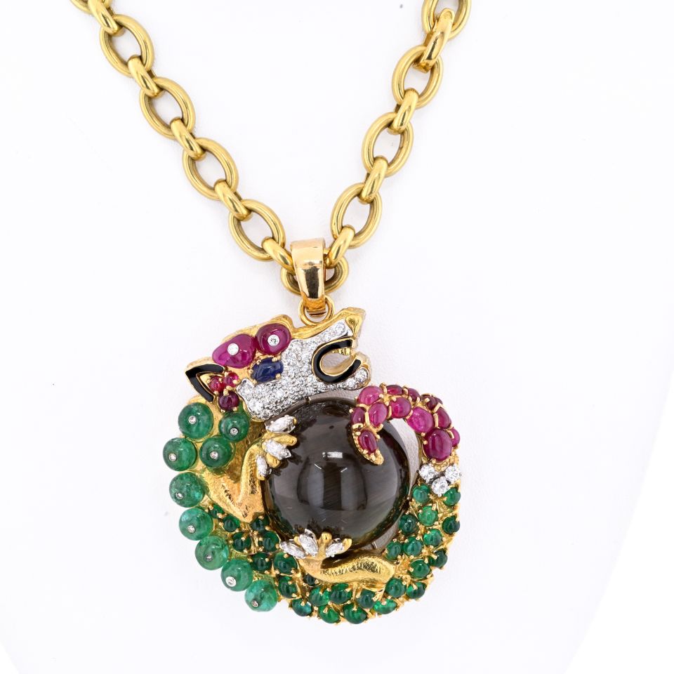 David Webb Platinum & 18K Yellow Gold Necklace — view 3 — Laura Milman New York