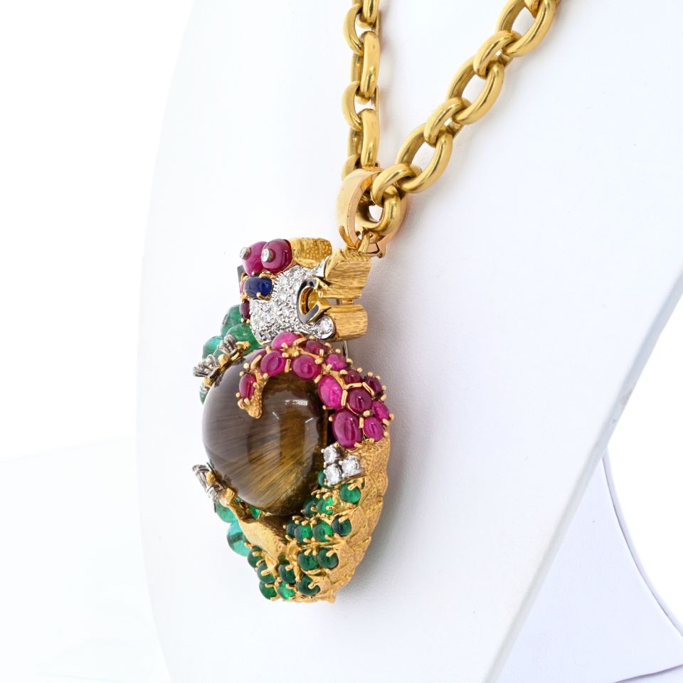 David Webb Platinum & 18K Yellow Gold Necklace — view 4 — Laura Milman New York