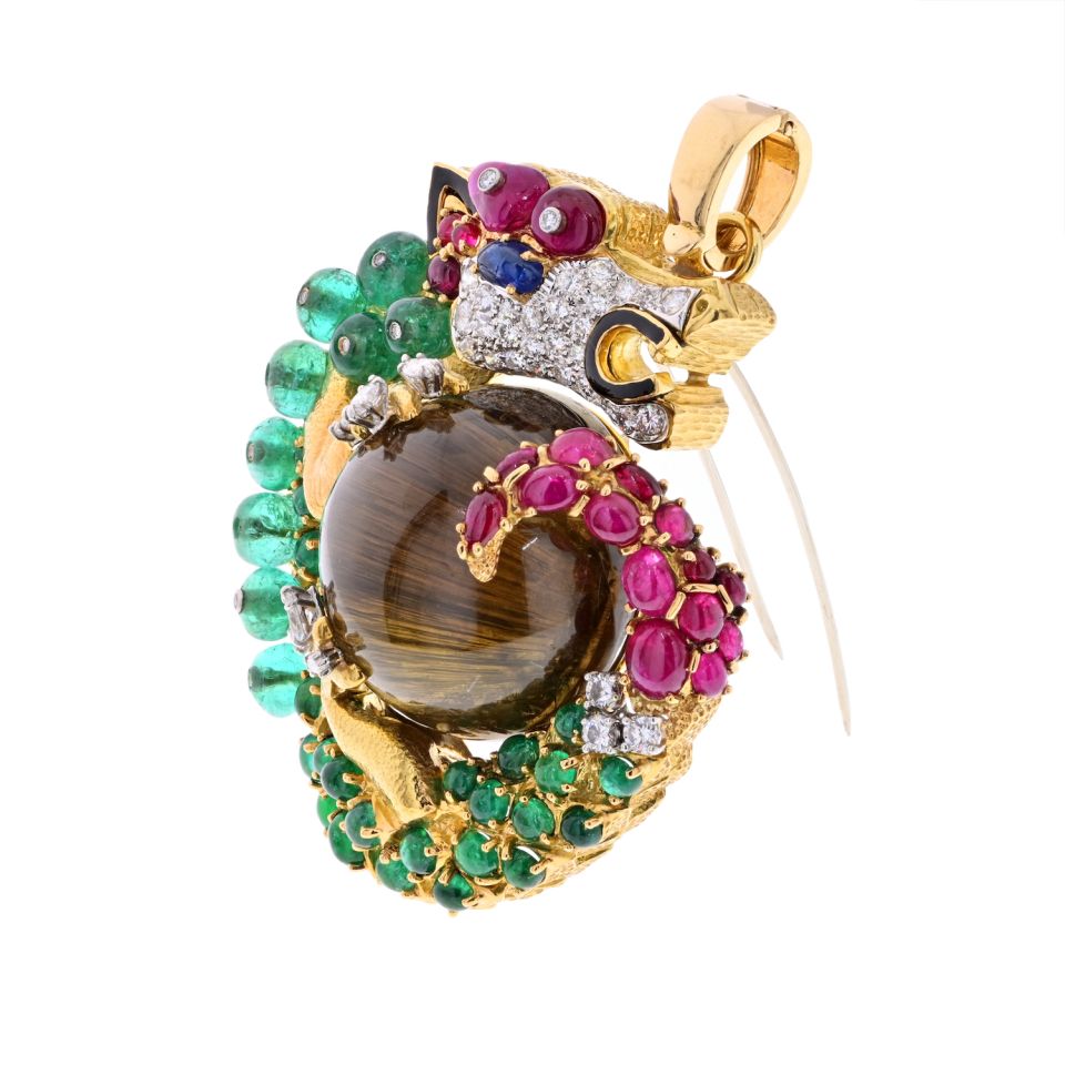 David Webb Platinum & 18K Yellow Gold Necklace — view 5 — Laura Milman New York