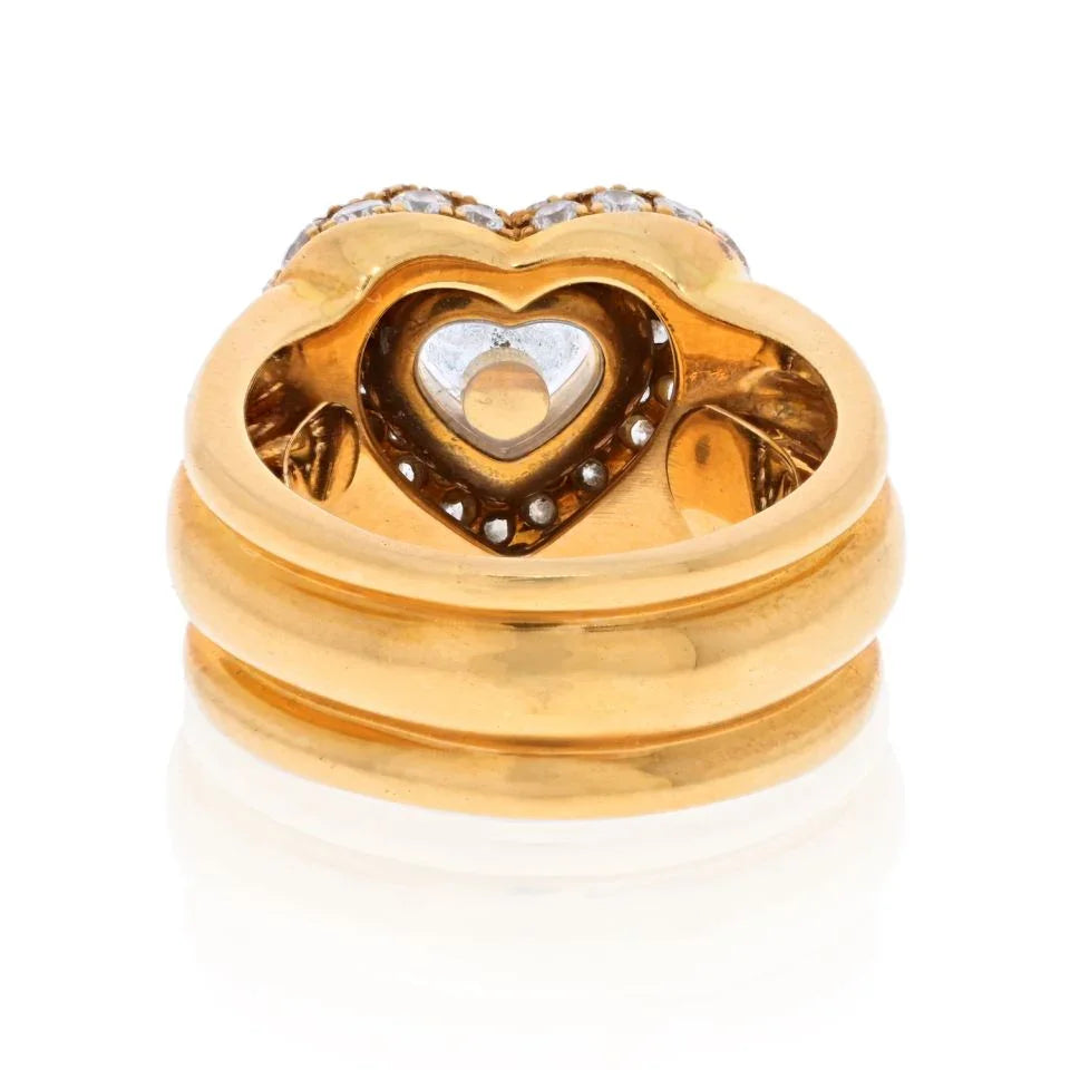 Chopard 18K Yellow Gold Pave Heart Shape Floating Diamond Ring — view 4 — Laura Milman New York