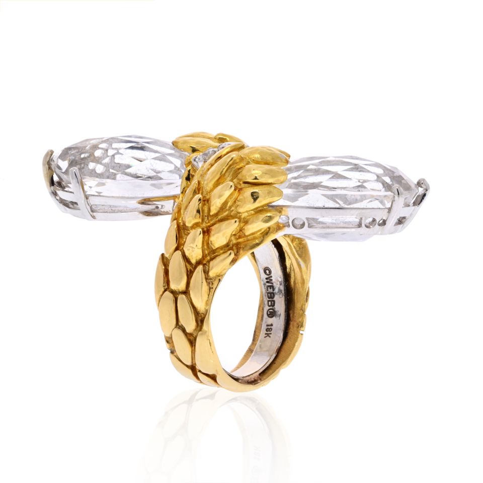 David Webb Estate Ring 18K Yellow Gold and Platinum