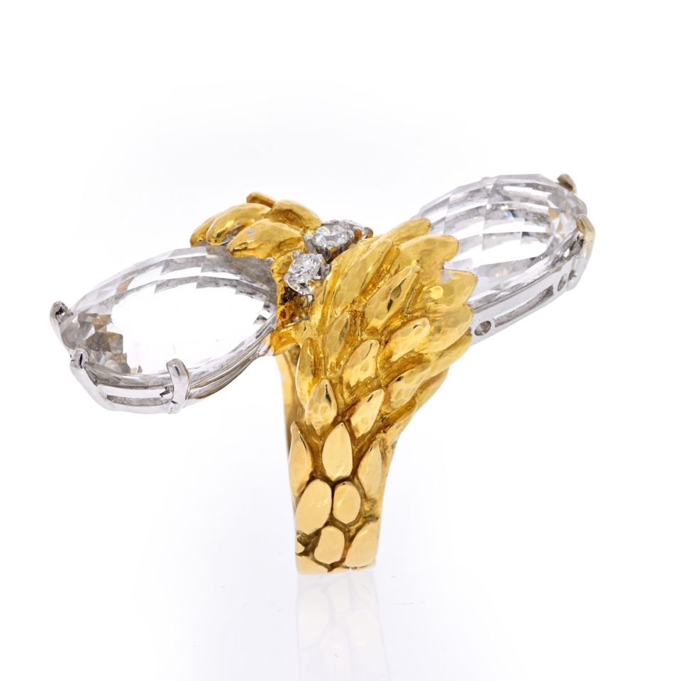 David Webb Estate Ring 18K Yellow Gold and Platinum