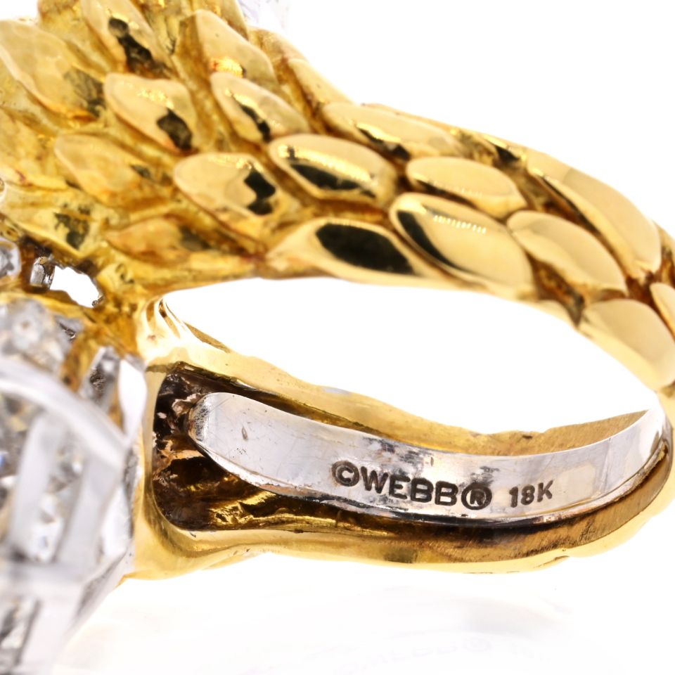 David Webb Estate Ring 18K Yellow Gold and Platinum
