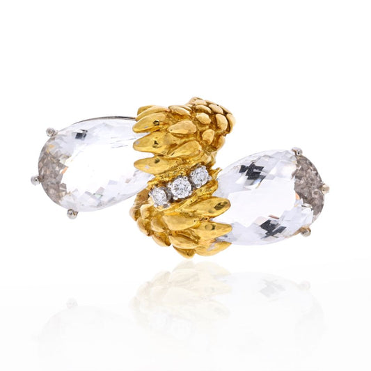 David Webb Estate Ring 18K Yellow Gold and Platinum