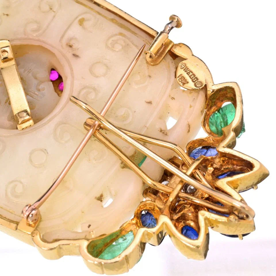 David Webb 18K Yellow Gold Chain With A French Jade Necklace — view 5 — Laura Milman New York