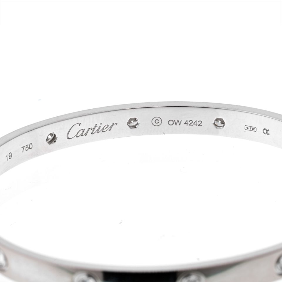 Cartier 18K White Gold 10 Diamond Love With Screw Driver Sz19 Bracelet — view 4 — Laura Milman New York