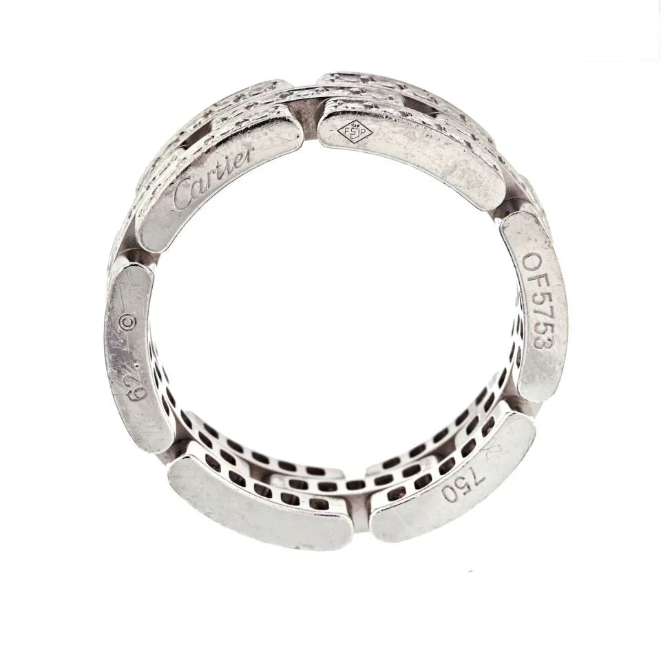 Cartier 18K White Gold Maillon Panthere Three Diamond Row Ring — view 4 — Laura Milman New York