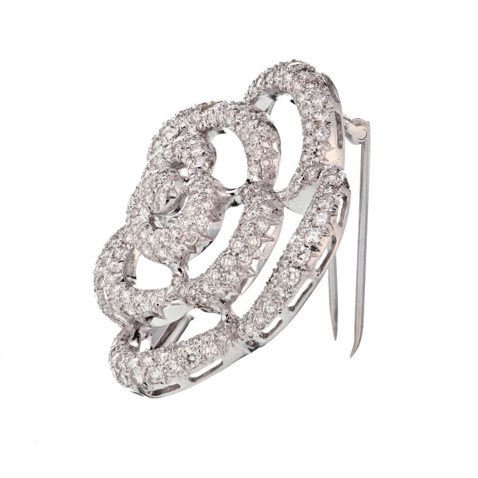Van Cleef & Arpels 18K White Gold Diamond Orchid 5.00cts Brooch — view 2 — Laura Milman New York