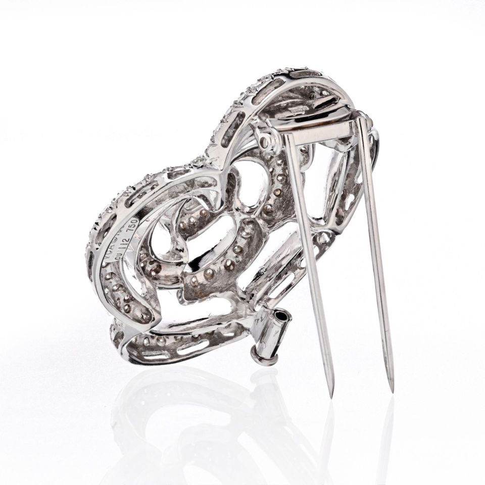 Van Cleef & Arpels 18K White Gold Diamond Orchid 5.00cts Brooch — view 3 — Laura Milman New York